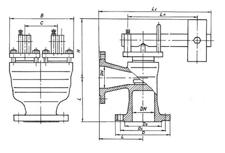 КЛАПАН ПРЕДОХРАНИТЕЛЬНЫЙ ДВУХРЫЧАЖНЫЙ 17Ч5БР/17Ч19БР DN 80-150; PN 1,6 МПа — изображение 2